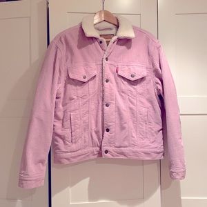 Orchid Corduroy Levi’s jacket with Sherpa trim